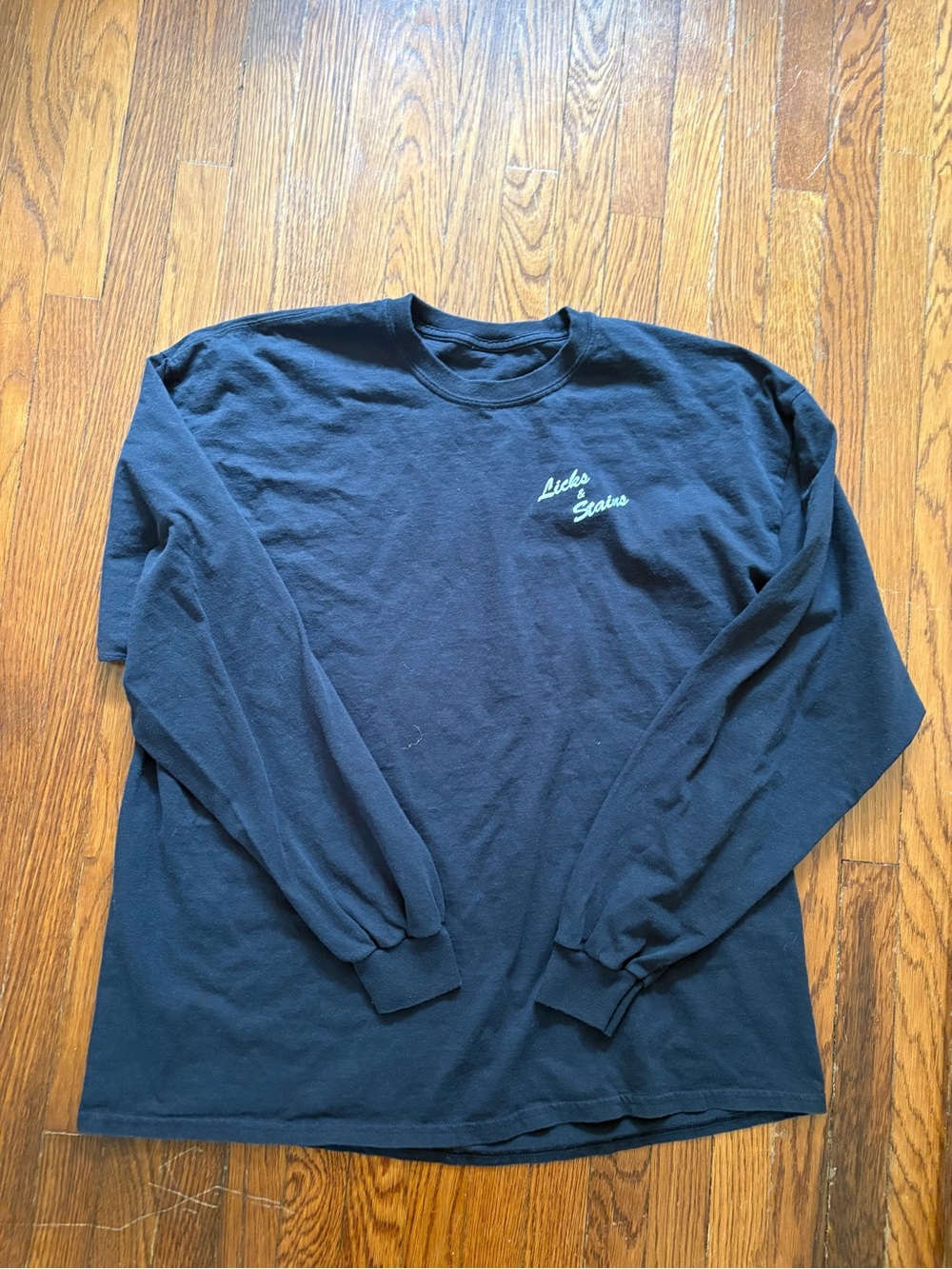 Vintage Black Licks & Stains Long-Sleeve Crewneck Shirt